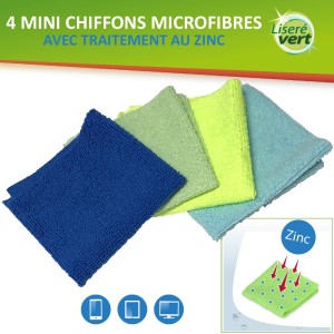 Lot de 5 chiffons microfibres l.3,8 x 4 cm 5 coloris