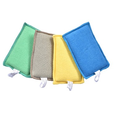 Lot 4 éponges lavables et réutilisables en microfibre recyclée