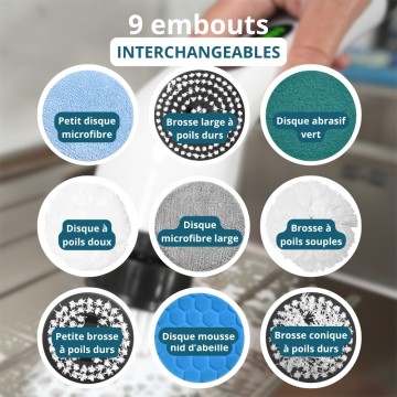brosse de ménage 9 embouts interchangeables